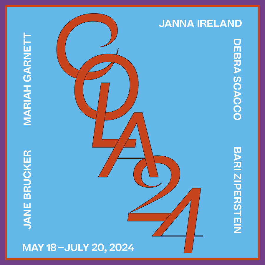 The image is a diagram featuring the names "Janna Ireland", "Debra Scacco", "Mariah Garnett", "Bari Ziperstein", "Jane Brucker", and the date range "May 18 - July 20, 2024". The content seems to be related to an event or exhibition involving these individuals. The image may include text, font variations, graphics, and design elements related to posters or graphic design.