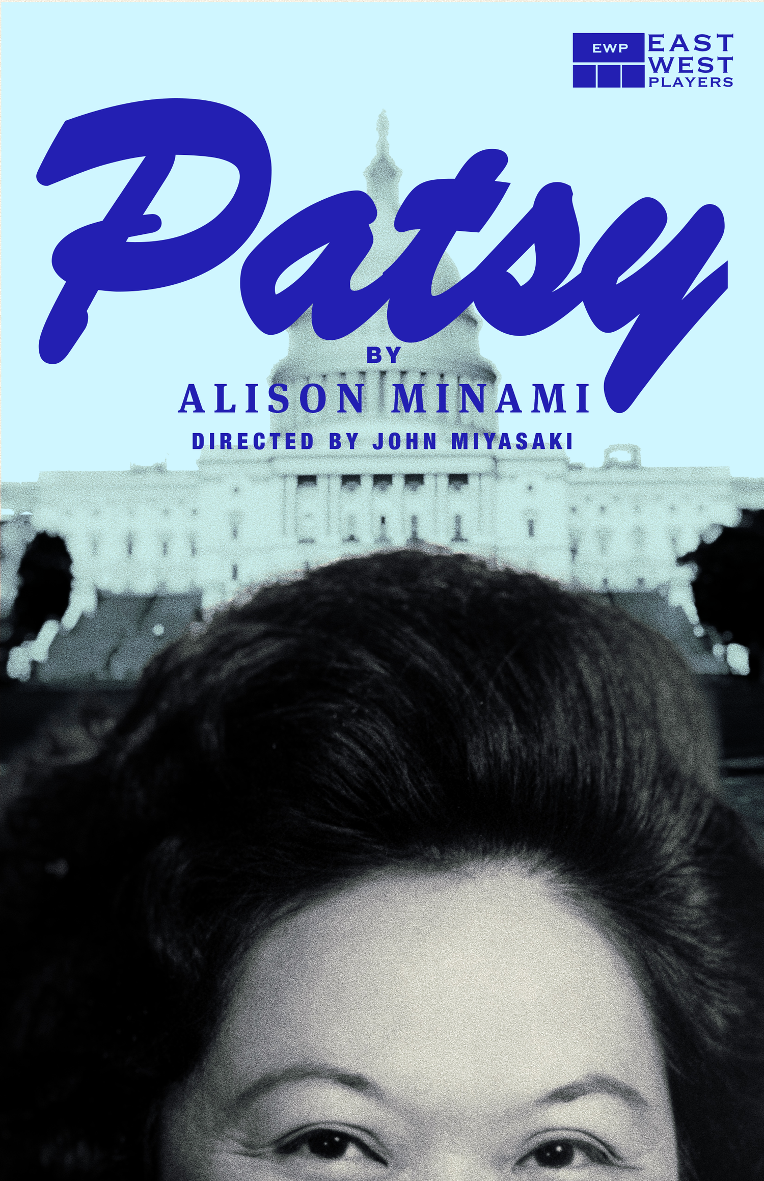 Flyer for the "Patsy" performance. U.S. Capital in the background and Patsy's face in the foreground.